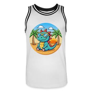 Dragon Funny Cartoon Lunettes de soleil de plage d’été - Maillot de basket Homme - blanc/noir - Devant - AI Model Male 185 dark (185cm)
