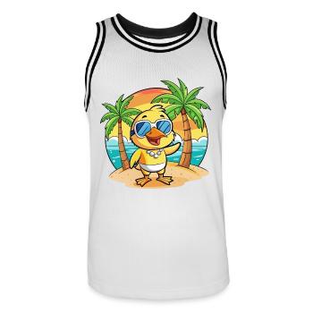 Ente Lustige Cartoon Sommer Strand Sonnenbrille - Männer Basketball-Trikot - Weiß/Schwarz - Vorne - AI Model Male 185 dark (185cm)