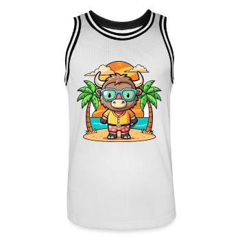 Buffalo Lustige Cartoon Sommer Strand Sonnenbrille - Männer Basketball-Trikot - Weiß/Schwarz - Vorne - AI Model Male 185 dark (185cm)