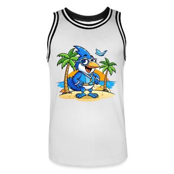 Lunettes de soleil Blue Jay Funny Cartoon Summer Beach - Maillot de basket Homme - blanc/noir - Devant - AI Model Male 185 dark (185cm)
