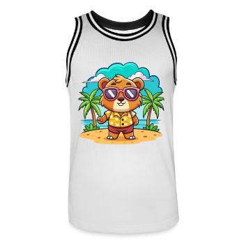 Bär Lustige Cartoon Sommer Strand Sonnenbrille - Männer Basketball-Trikot - Weiß/Schwarz - Vorne - AI Model Male 185 dark (185cm)