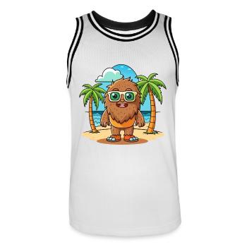 Big Foot Lustige Cartoon Sommer Strand Sonnenbrille - Männer Basketball-Trikot - Weiß/Schwarz - Vorne - AI Model Male 185 dark (185cm)