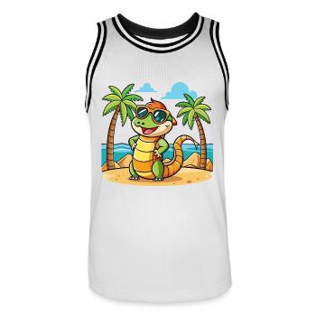 Anaconda Lustige Cartoon Sommer Strand Sonnenbrille - Männer Basketball-Trikot - Weiß/Schwarz - Vorne - AI Model Male 185 dark (185cm)