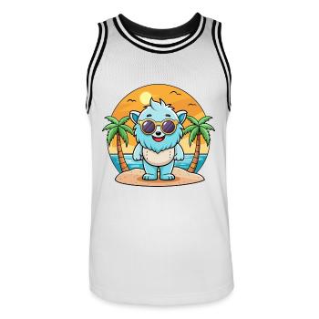 Yeti Lustige Cartoon Sommer Strand Sonnenbrille - Männer Basketball-Trikot - Weiß/Schwarz - Vorne - AI Model Male 185 dark (185cm)