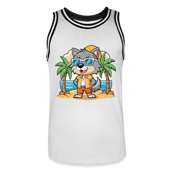 Wolf Lustige Cartoon Sommer Strand Sonnenbrille - Männer Basketball-Trikot - Weiß/Schwarz - Vorne - AI Model Male 185 dark (185cm)