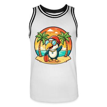 Tukan Lustige Cartoon Sommer Strand Sonnenbrille - Männer Basketball-Trikot - Weiß/Schwarz - Vorne - AI Model Male 185 dark (185cm)