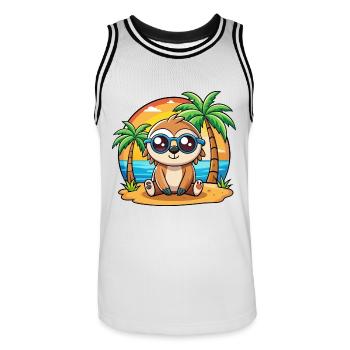 Faultier Lustige Cartoon Sommer Strand Sonnenbrille - Männer Basketball-Trikot - Weiß/Schwarz - Vorne - AI Model Male 185 dark (185cm)