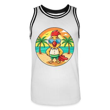 Rooster Funny Cartoon Summer Beach Sunglasses - Men's Basketball Jersey - white/black - Front - AI Model Male 185 dark (185cm)