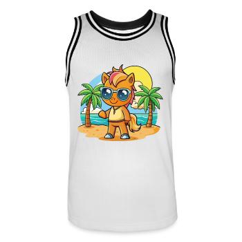 Pony Lustige Cartoon Sommer Strand Sonnenbrille - Männer Basketball-Trikot - Weiß/Schwarz - Vorne - AI Model Male 185 dark (185cm)