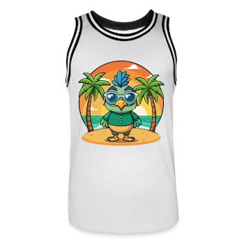 Pfau Lustige Cartoon Sommer Strand Sonnenbrille - Männer Basketball-Trikot - Weiß/Schwarz - Vorne - AI Model Male 185 dark (185cm)