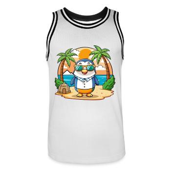 Pinguin Lustige Cartoon Sommer Strand Sonnenbrille - Männer Basketball-Trikot - Weiß/Schwarz - Vorne - AI Model Male 185 dark (185cm)
