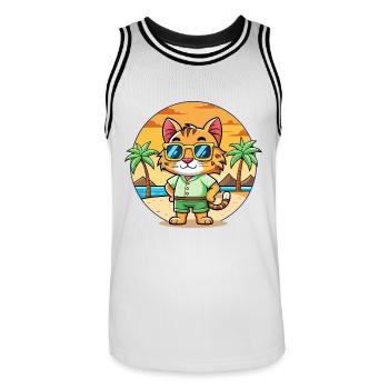 Lynx Lustige Cartoon Sommer Strand Sonnenbrille - Männer Basketball-Trikot - Weiß/Schwarz - Vorne - AI Model Male 185 dark (185cm)