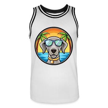 Braque de Weimar Race Chien Dessin Animé Lunettes De Soleil Plage - Maillot de basket Homme - blanc/noir - Devant - AI Model Male 185 dark (185cm)