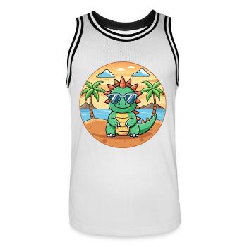 Dragon Funny Cartoon Lunettes de soleil de plage d’été - Maillot de basket Homme - blanc/noir - Devant - AI Model Male 185 dark (185cm)