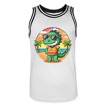 Krokodil Lustige Cartoon Sommer Strand Sonnenbrille - Männer Basketball-Trikot - Weiß/Schwarz - Vorne - AI Model Male 185 dark (185cm)