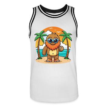 Big Foot Lustige Cartoon Sommer Strand Sonnenbrille - Männer Basketball-Trikot - Weiß/Schwarz - Vorne - AI Model Male 185 dark (185cm)