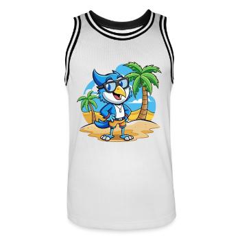 Lunettes de soleil Blue Jay Funny Cartoon Summer Beach - Maillot de basket Homme - blanc/noir - Devant - AI Model Male 185 dark (185cm)