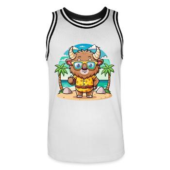 Bison Lustige Cartoon Sommer Strand Sonnenbrille - Männer Basketball-Trikot - Weiß/Schwarz - Vorne - AI Model Male 185 dark (185cm)