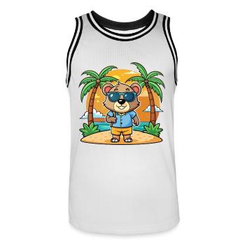 Bär Lustige Cartoon Sommer Strand Sonnenbrille - Männer Basketball-Trikot - Weiß/Schwarz - Vorne - AI Model Male 185 dark (185cm)
