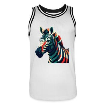 Zebra Cartoon Figur Buntes Haustier Tier - Männer Basketball-Trikot - Weiß/Schwarz - Vorne - AI Model Male 185 dark (185cm)