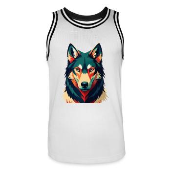 loup dessin animé personnage animal de compagnie coloré - Maillot de basket Homme - blanc/noir - Devant - AI Model Male 185 dark (185cm)