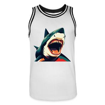 Shark Cartoon Character Colorful Pet Animal - Men's Basketball Jersey - white/black - Front - AI Model Male 185 dark (185cm)