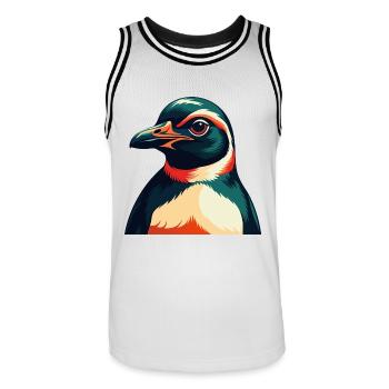 Pinguin Zeichentrickfigur Buntes Haustier Tier - Männer Basketball-Trikot - Weiß/Schwarz - Vorne - AI Model Male 185 dark (185cm)