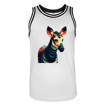 Okapi Zeichentrickfigur Buntes Haustier Tier - Männer Basketball-Trikot - Weiß/Schwarz - Vorne - AI Model Male 185 dark (185cm)