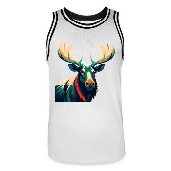 Elch Zeichentrickfigur Buntes Haustier Tier - Männer Basketball-Trikot - Weiß/Schwarz - Vorne - AI Model Male 185 dark (185cm)