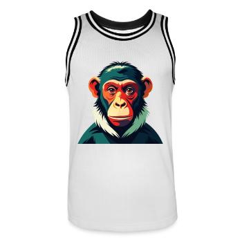 Singe Dessin Animé Personnage Animal De Compagnie Coloré - Maillot de basket Homme - blanc/noir - Devant - AI Model Male 185 dark (185cm)