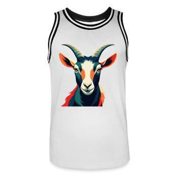 Chèvre Dessin Animé Personnage Animal Coloré Animal De Compagnie - Maillot de basket Homme - blanc/noir - Devant - AI Model Male 185 dark (185cm)