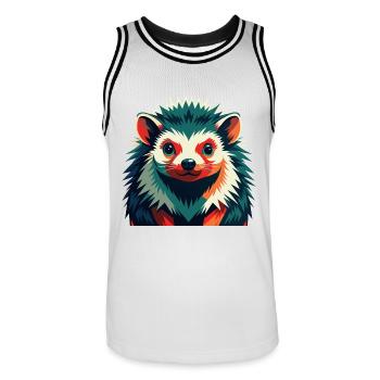 Igel Zeichentrickfigur Buntes Haustier Tier - Männer Basketball-Trikot - Weiß/Schwarz - Vorne - AI Model Male 185 dark (185cm)