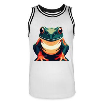 Grenouille Dessin Animé Personnage Animal De Compagnie Coloré - Maillot de basket Homme - blanc/noir - Devant - AI Model Male 185 dark (185cm)