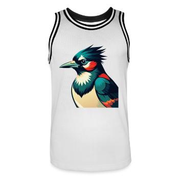 Blauhäher Zeichentrickfigur Buntes Haustier Tier - Männer Basketball-Trikot - Weiß/Schwarz - Vorne - AI Model Male 185 dark (185cm)
