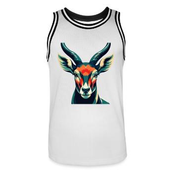 Antilope Zeichentrickfigur Buntes Haustier Tier - Männer Basketball-Trikot - Weiß/Schwarz - Vorne - AI Model Male 185 dark (185cm)