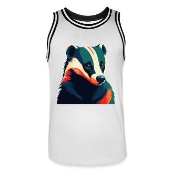 Dachs Zeichentrickfigur Buntes Haustier Tier - Männer Basketball-Trikot - Weiß/Schwarz - Vorne - AI Model Male 185 dark (185cm)