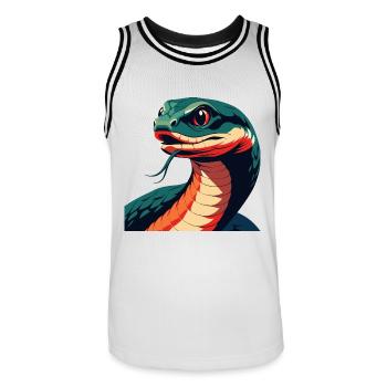 Serpent Dessin Animé Personnage Animal De Compagnie Coloré - Maillot de basket Homme - blanc/noir - Devant - AI Model Male 185 dark (185cm)