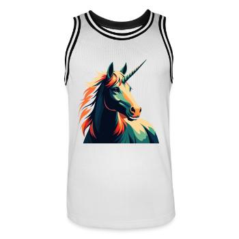 Einhorn Cartoon Figur Buntes Haustier Tier - Männer Basketball-Trikot - Weiß/Schwarz - Vorne - AI Model Male 185 dark (185cm)
