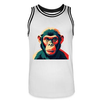Singe Dessin Animé Personnage Animal De Compagnie Coloré - Maillot de basket Homme - blanc/noir - Devant - AI Model Male 185 dark (185cm)