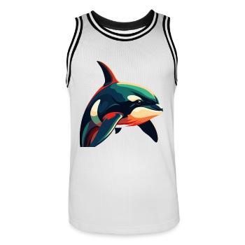 Orca Cartoon-Figur Buntes Haustier - Männer Basketball-Trikot - Weiß/Schwarz - Vorne - AI Model Male 185 dark (185cm)