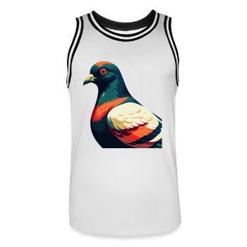 Pigeon Dessin animé Personnage Animal de compagnie coloré - Maillot de basket Homme - blanc/noir - Devant - AI Model Male 185 dark (185cm)