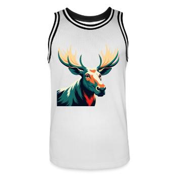 Elch Cartoon Figur Buntes Haustier Tier - Männer Basketball-Trikot - Weiß/Schwarz - Vorne - AI Model Male 185 dark (185cm)