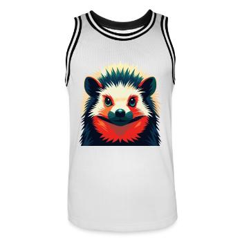 Igel Cartoon Figur Buntes Haustier Tier - Männer Basketball-Trikot - Weiß/Schwarz - Vorne - AI Model Male 185 dark (185cm)