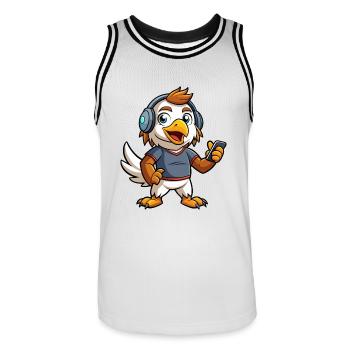 Eagle Funny Cartoon Character Musique de casque - Maillot de basket Homme - blanc/noir - Devant - AI Model Male 185 dark (185cm)