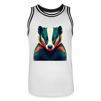 Dachs Zeichentrickfigur Buntes Haustier Tier - Männer Basketball-Trikot - Weiß/Schwarz - Vorne - AI Model Male 185 dark (185cm)