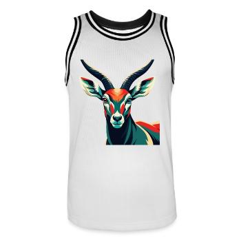 Antilope Zeichentrickfigur Buntes Haustier Tier - Männer Basketball-Trikot - Weiß/Schwarz - Vorne - AI Model Male 185 dark (185cm)