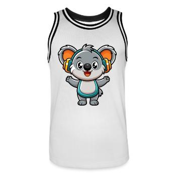 Koala Funny Cartoon Character Musique de casque - Maillot de basket Homme - blanc/noir - Devant - AI Model Male 185 dark (185cm)