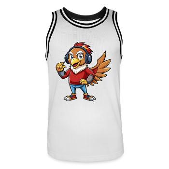 Hawk Funny Cartoon Character Musique de casque - Maillot de basket Homme - blanc/noir - Devant - AI Model Male 185 dark (185cm)