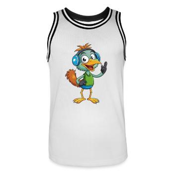 Emu Funny Cartoon Character Musique de casque - Maillot de basket Homme - blanc/noir - Devant - AI Model Male 185 dark (185cm)