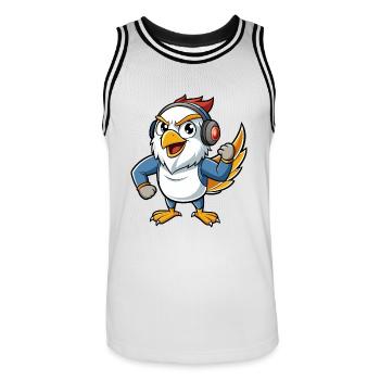 Falcon Funny Cartoon Character Musique de casque - Maillot de basket Homme - blanc/noir - Devant - AI Model Male 185 dark (185cm)